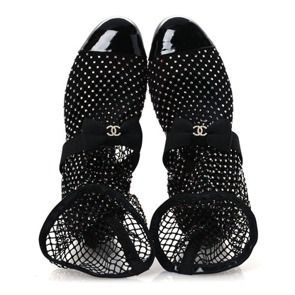 Chanel Resille Strass Kid Suede Patent Mary Jane Short Boots 37 Black 2 of 10