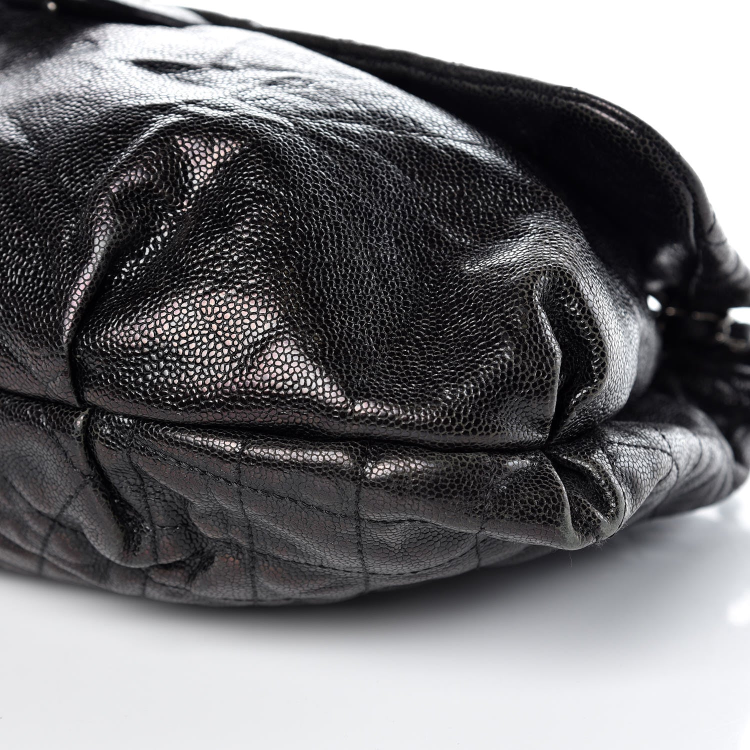 Chanel Crumpled Caviar Quilted Maxi Elastic Flap Black 7 of 15