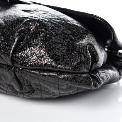 Chanel Crumpled Caviar Quilted Maxi Elastic Flap Black 7 of 15