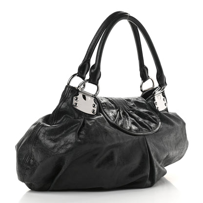 Miu Miu Vitello Lux Gathered Hobo Black 2 of 9