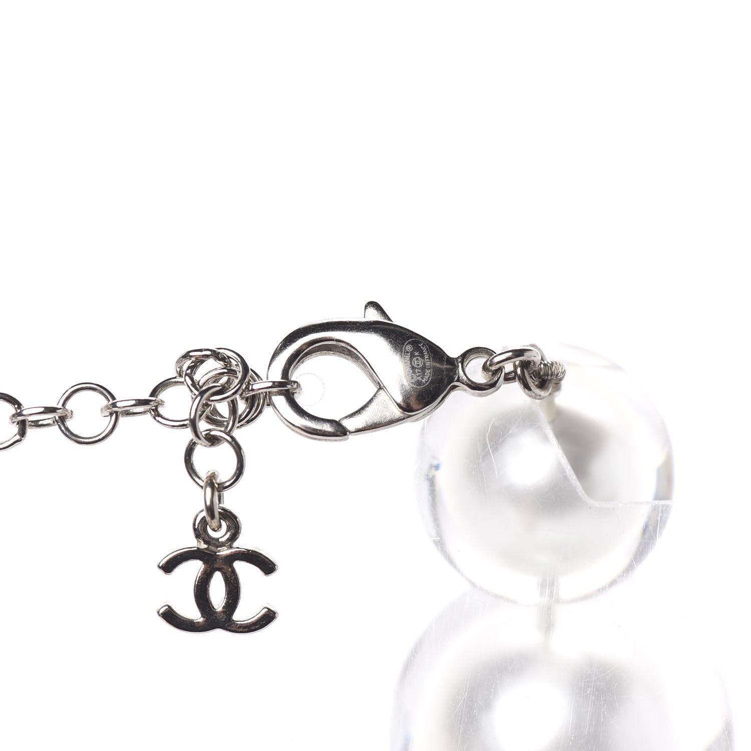 Chanel Acrylic Pearl Short Necklace Silver 4 of 5