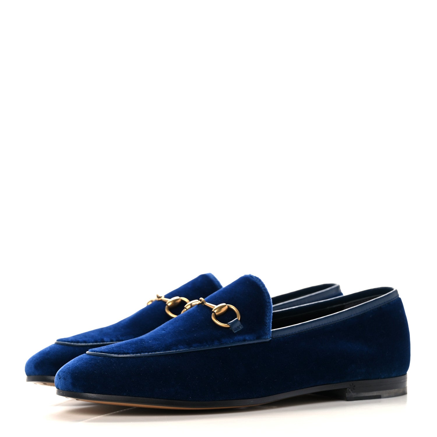 Gucci Velvet Horsebit Womens Jordaan Loafers 38 Blue Cobalt 3 of 8