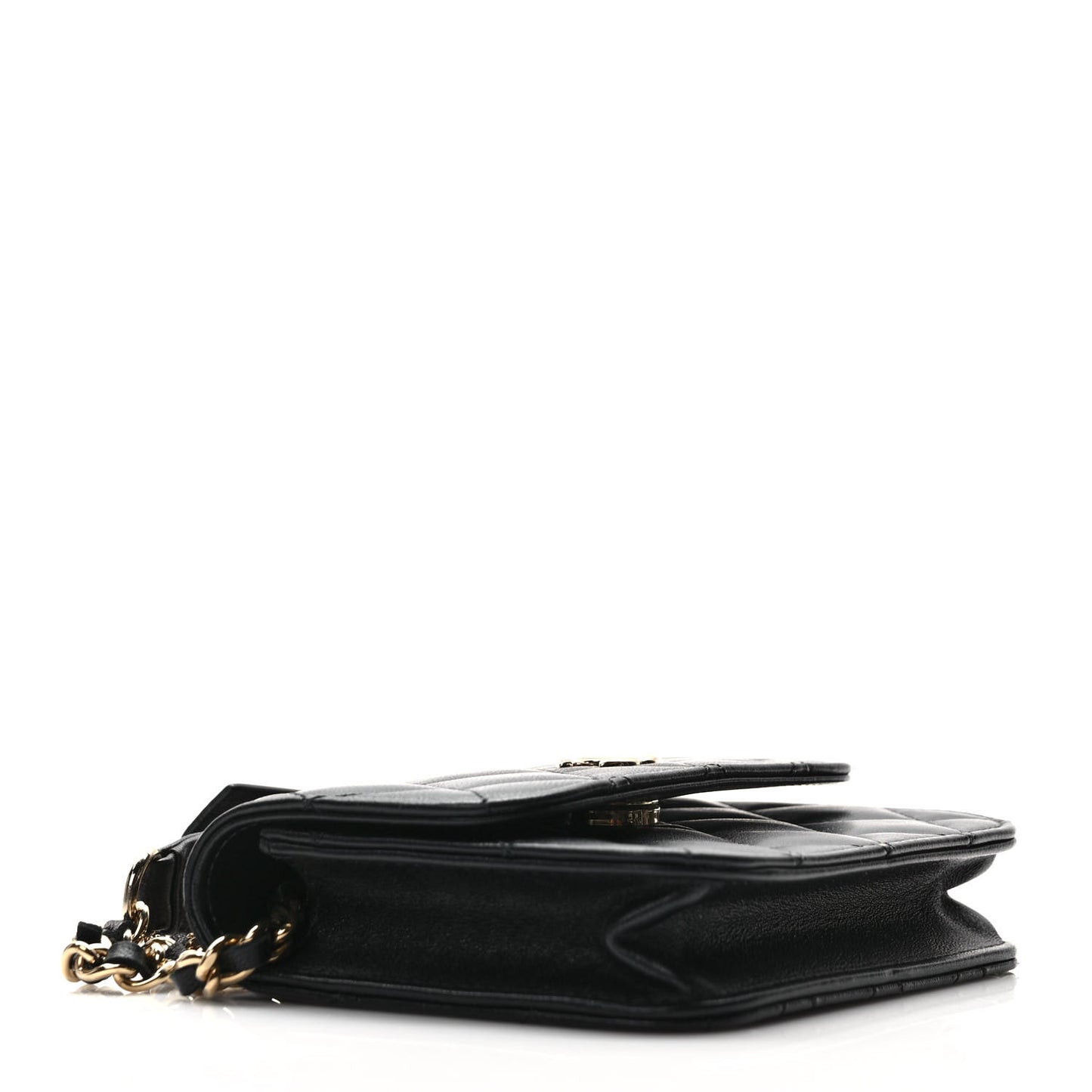 Lambskin Quilted Mini Coco Bow Clutch With Chain Black