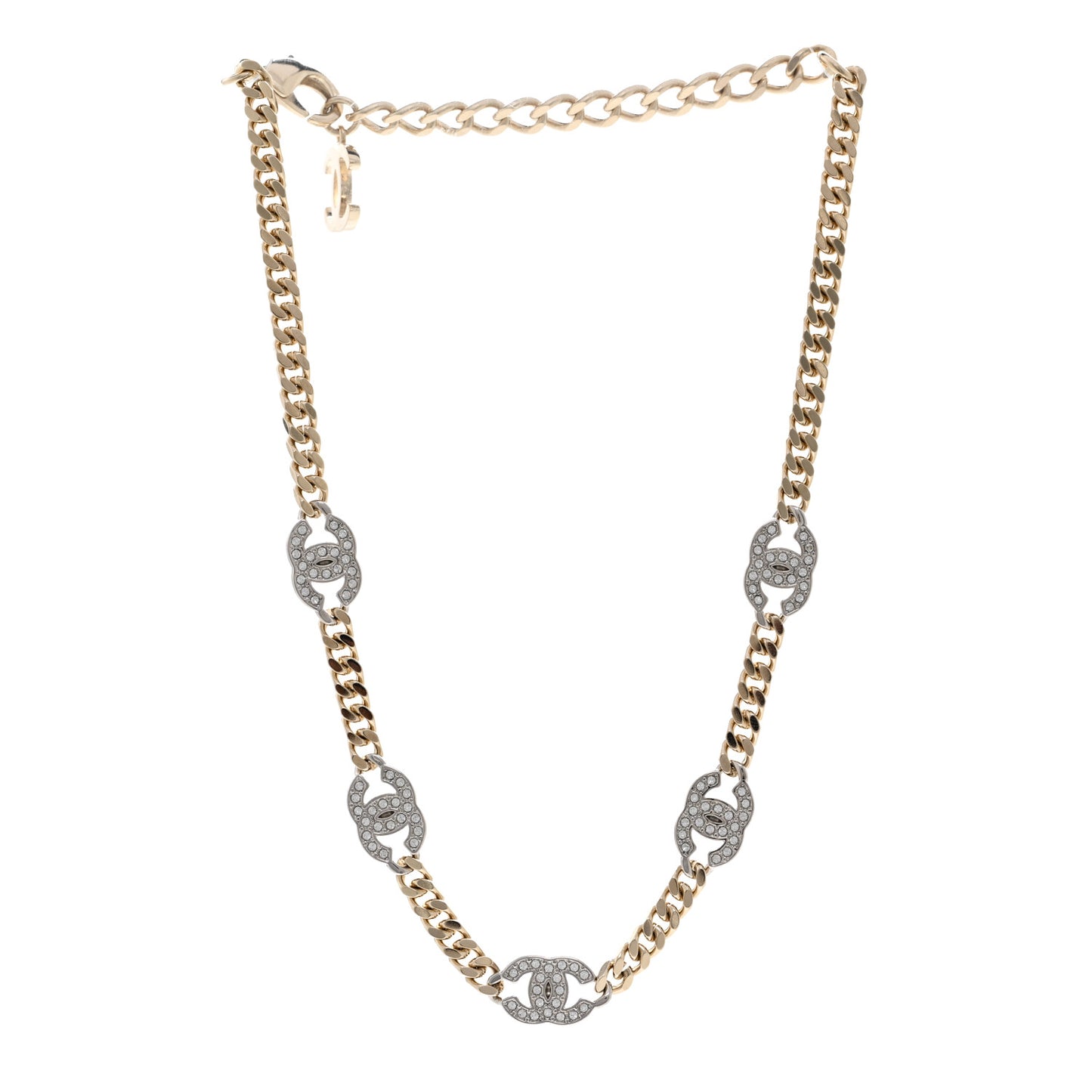 Crystal Chain CC Link Choker Gold Silver