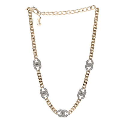 Chanel Crystal Chain CC Link Choker Gold Silver 3 of 6