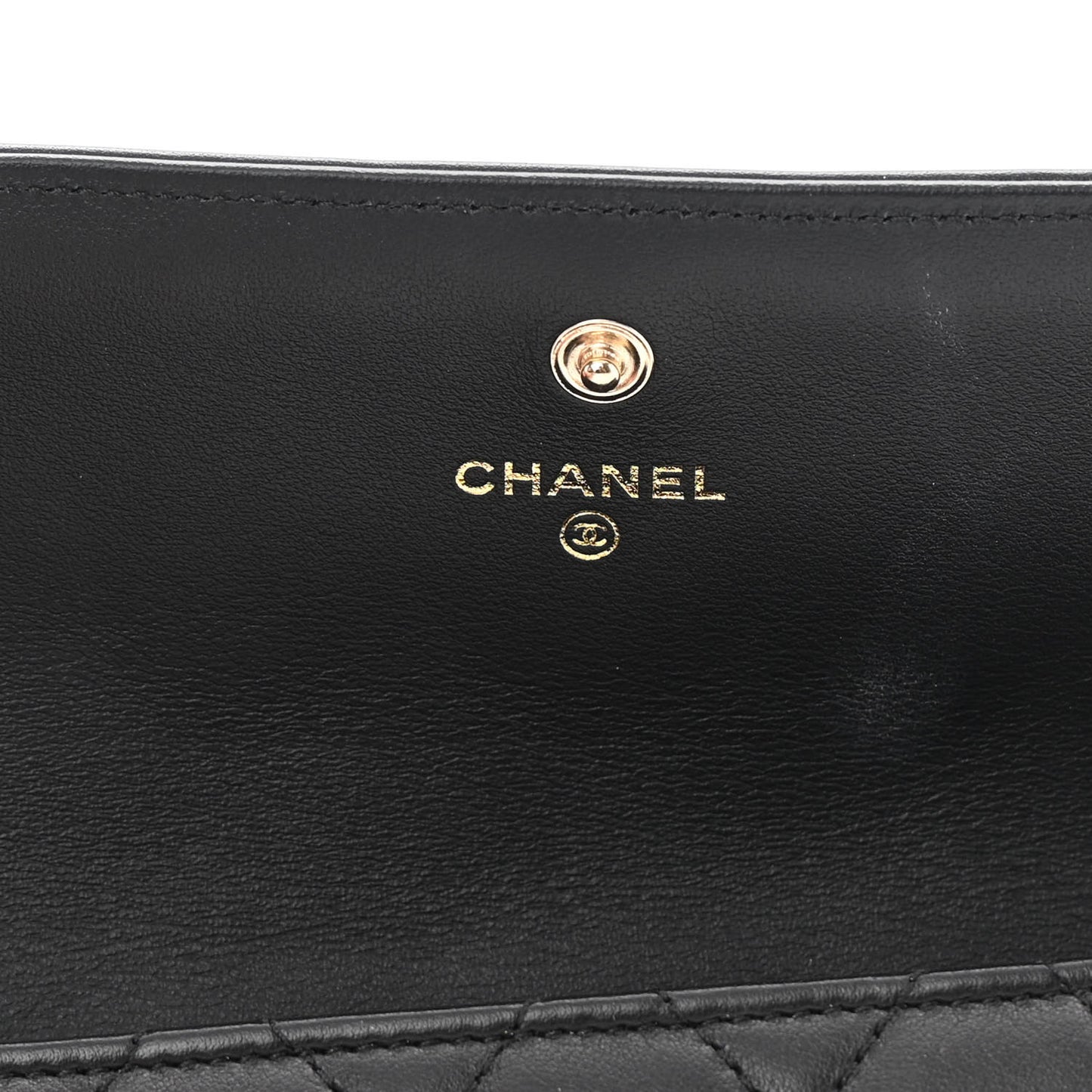 Calfskin Quilted Boy Chain Around Flap Wallet Black