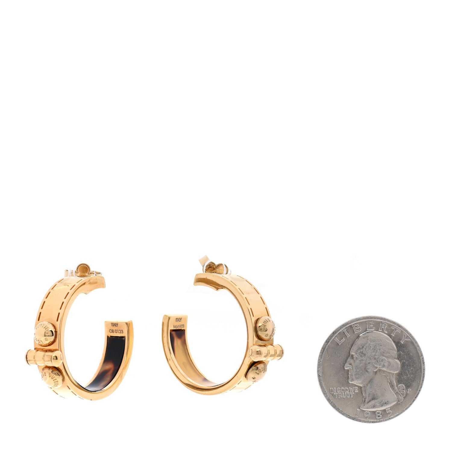 Louis Vuitton Metal Hinged Hoop Earrings Gold 3 of 5