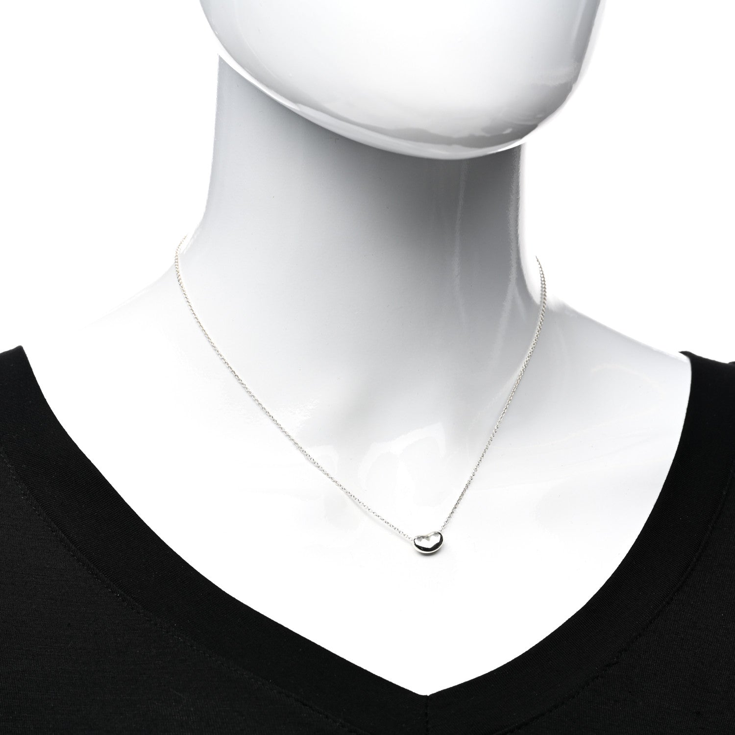 Tiffany Sterling Silver 9mm Elsa Peretti Bean Pendant Necklace 2 of 5