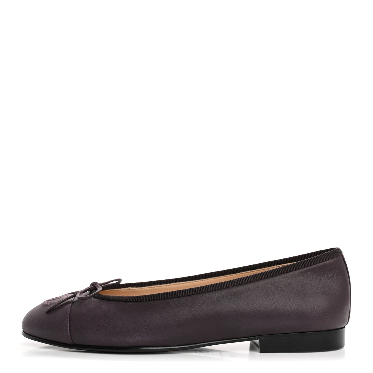 Lambskin Cap Toe Ballerina Flats 37 Purple