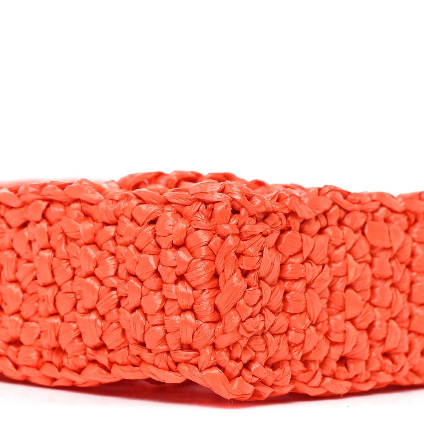 Yarn Raffia Effect Crochet Logo Embroidered Tote Bag Arancio