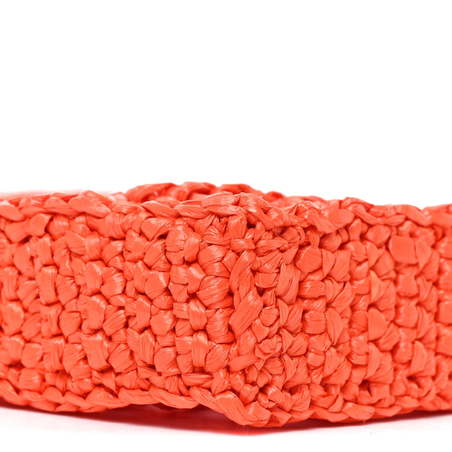 Prada Yarn Raffia Effect Crochet Logo Embroidered Tote Bag Arancio 9 of 9