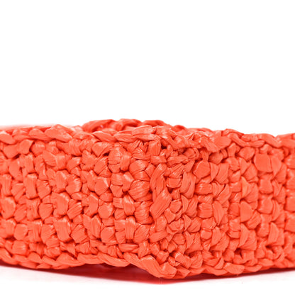 Prada Yarn Raffia Effect Crochet Logo Embroidered Tote Bag Arancio 9 of 9
