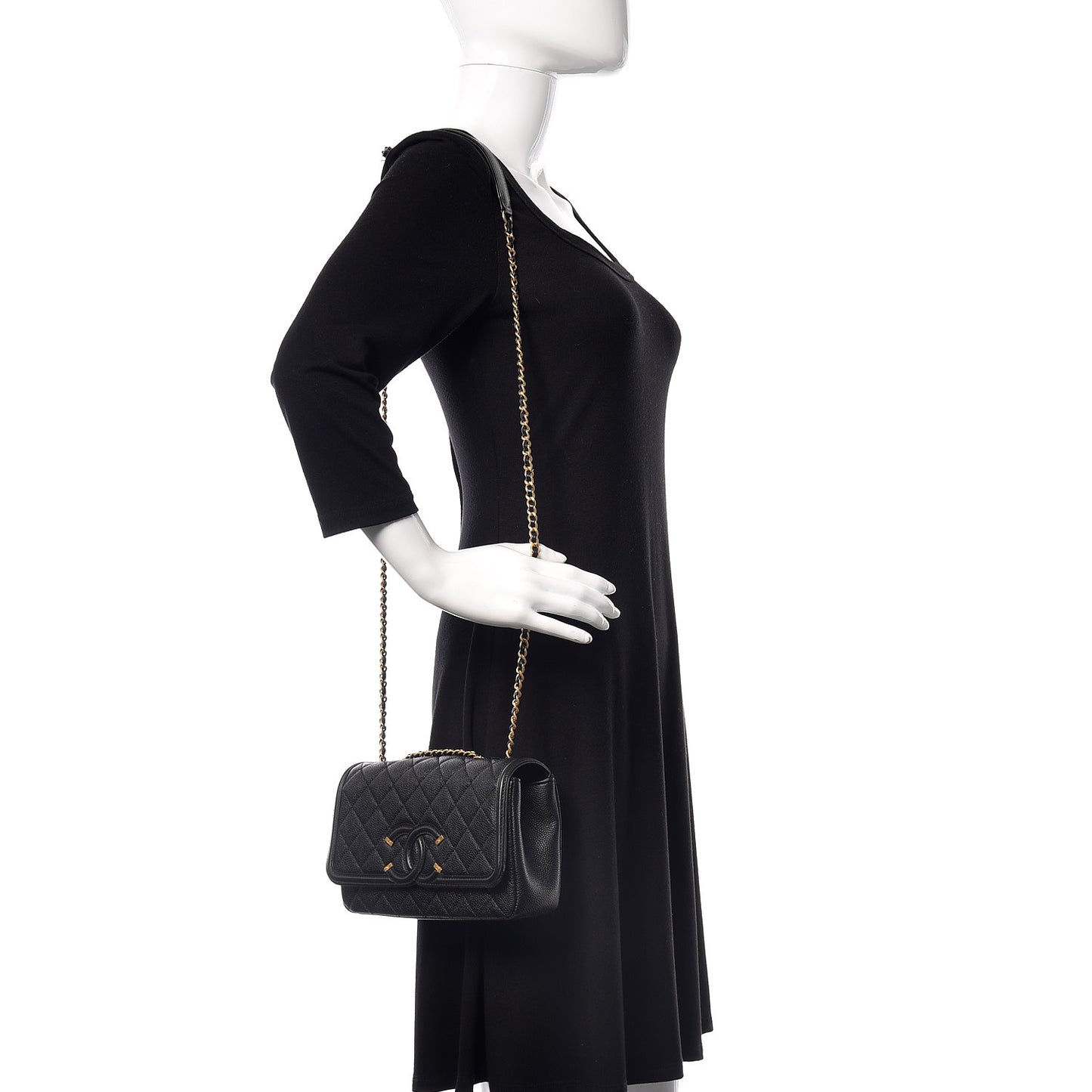 Caviar Quilted Small CC Filigree Flap Black