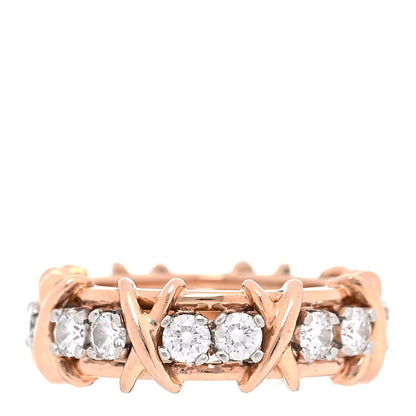 Tiffany 18K Rose Gold Platinum Diamond Schlumberger Sixteen Stone Ring 48 4.5 1 of 6
