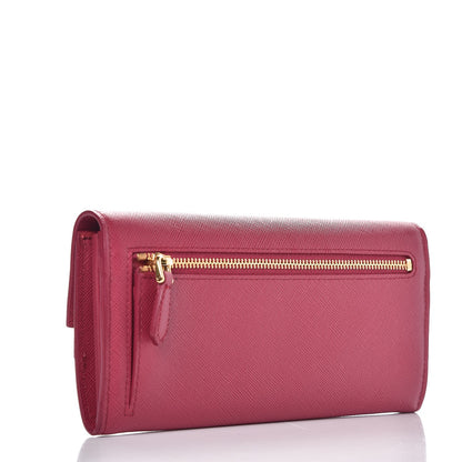 Prada Saffiano Wave Continental Flap Wallet Ibisco Peonia 3 of 9