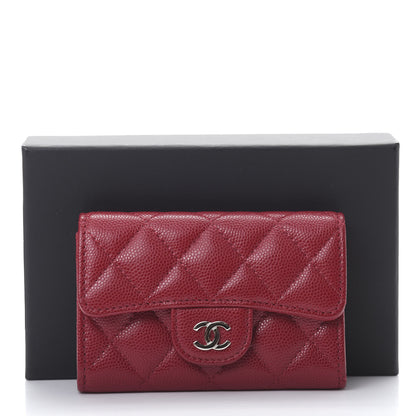 Chanel Caviar Quilted Flap Card Holder Wallet Dark Pink 9 of 9