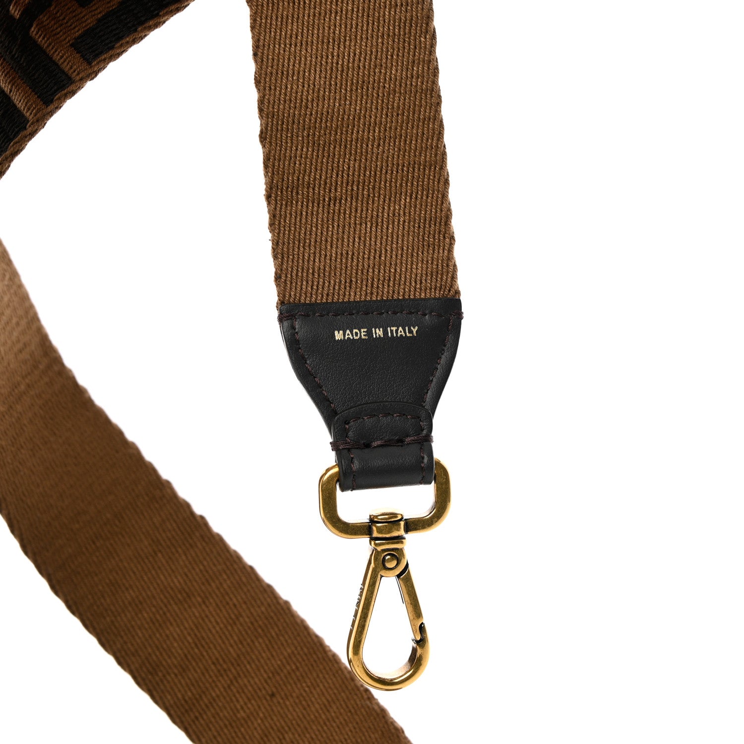Fendi Ribbon Vitello Century FF 1974 Flat Studded Strap You Fango Marrone Ebano 5 of 8