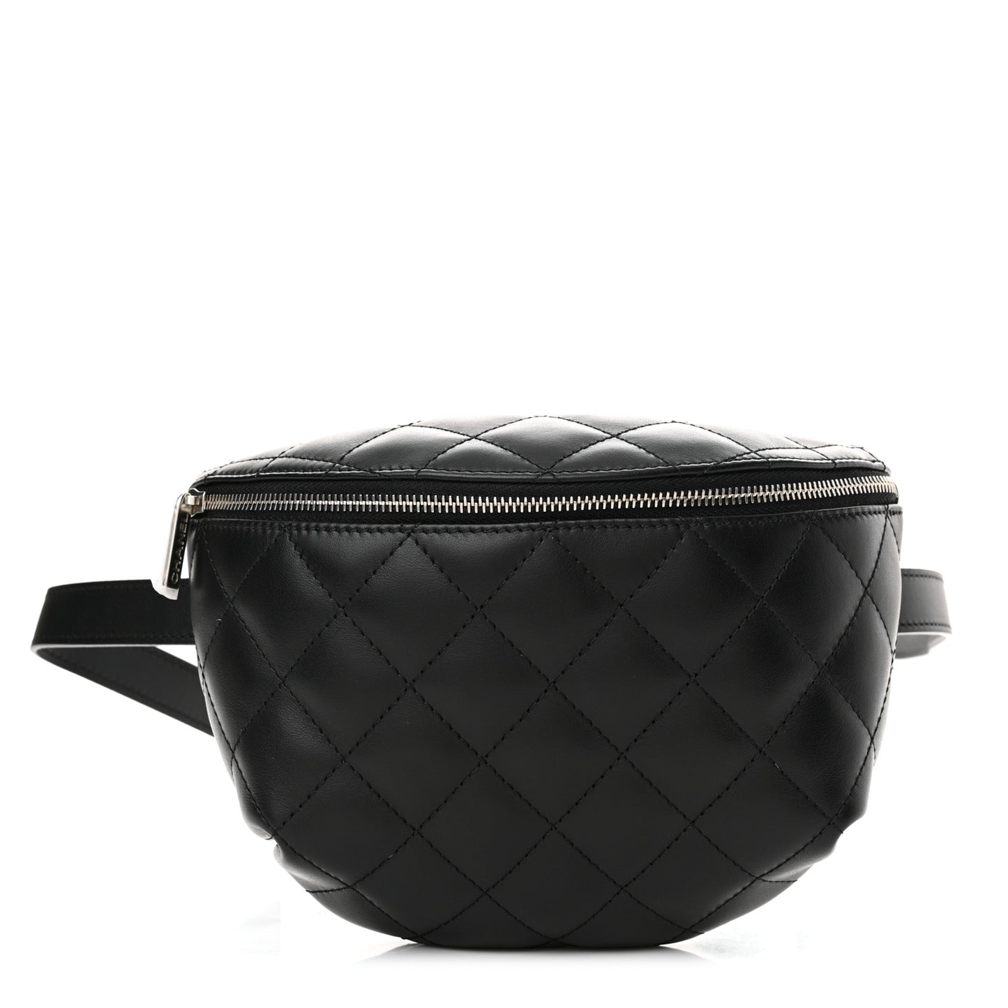 Calfskin Quilted Waist Belt Bag Black