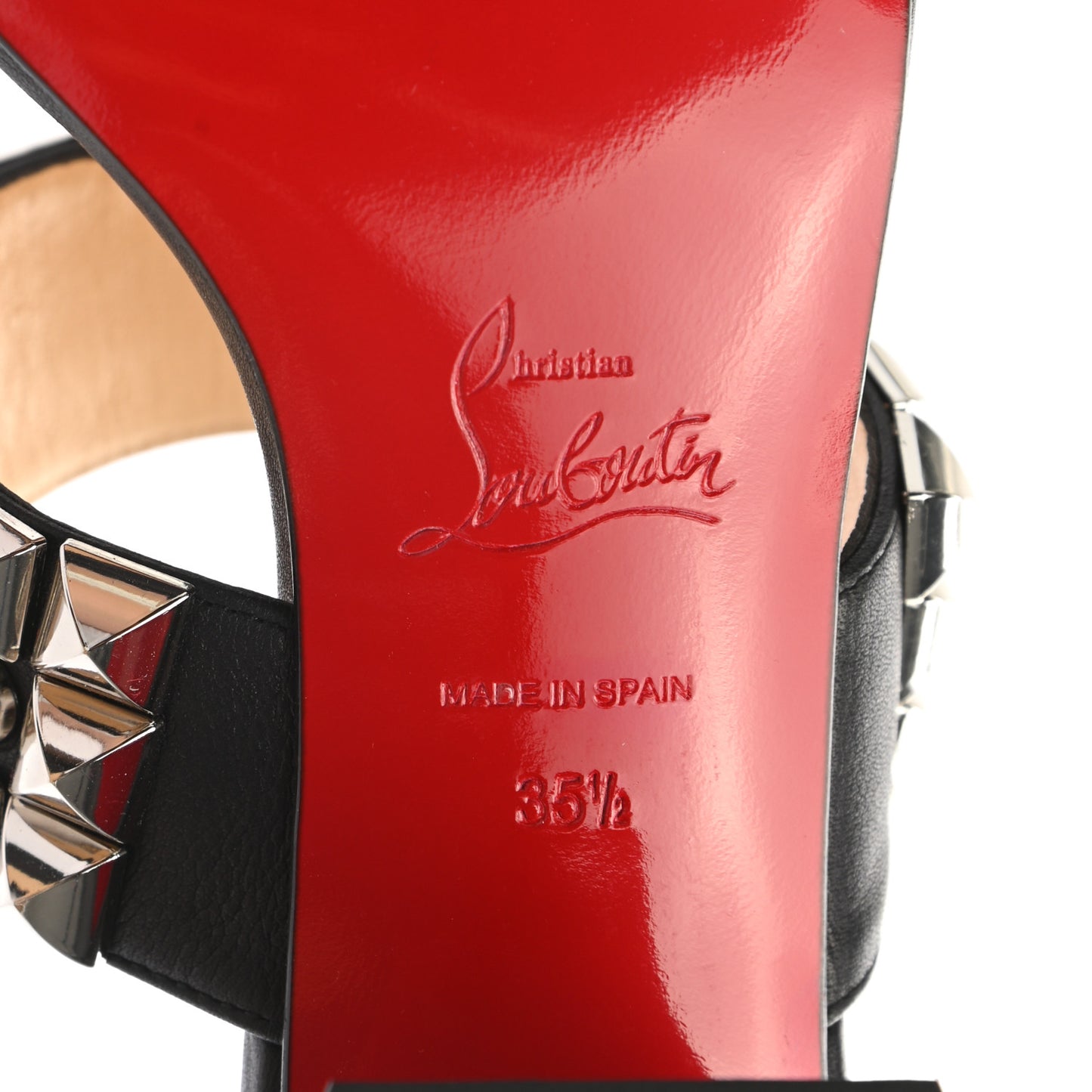 Calfskin Studded Tina Goes Mad 55 Slide Sandals 35.5 Black