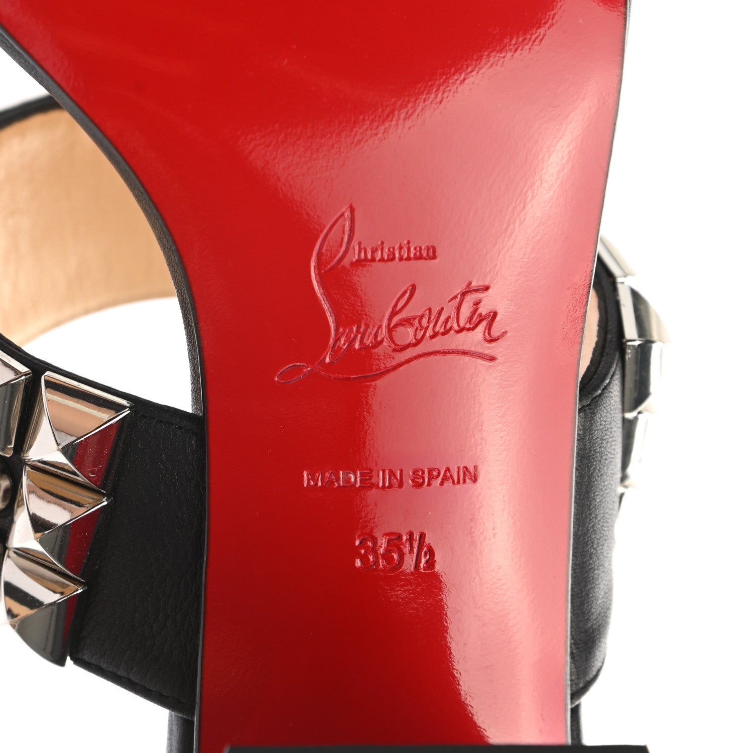 Christian Louboutin Calfskin Studded Tina Goes Mad 55 Slide Sandals 35.5 Black 6 of 9