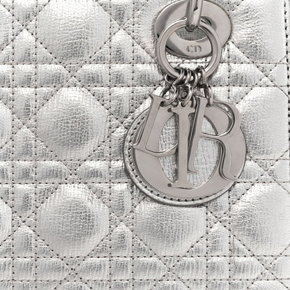 Christian Dior Metallic Grained Calfskin Cannage Small Lucky Badges My Lady Dior Silver 8 of 11