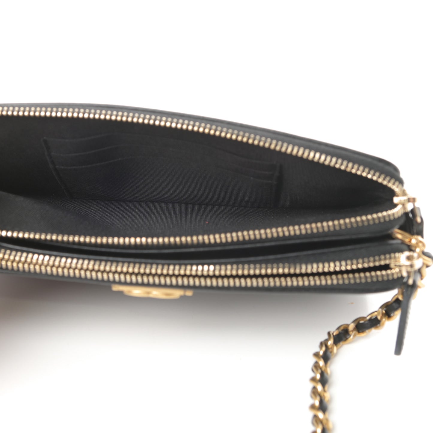 Lambskin Quilted Small Boy Clutch With Chain Black