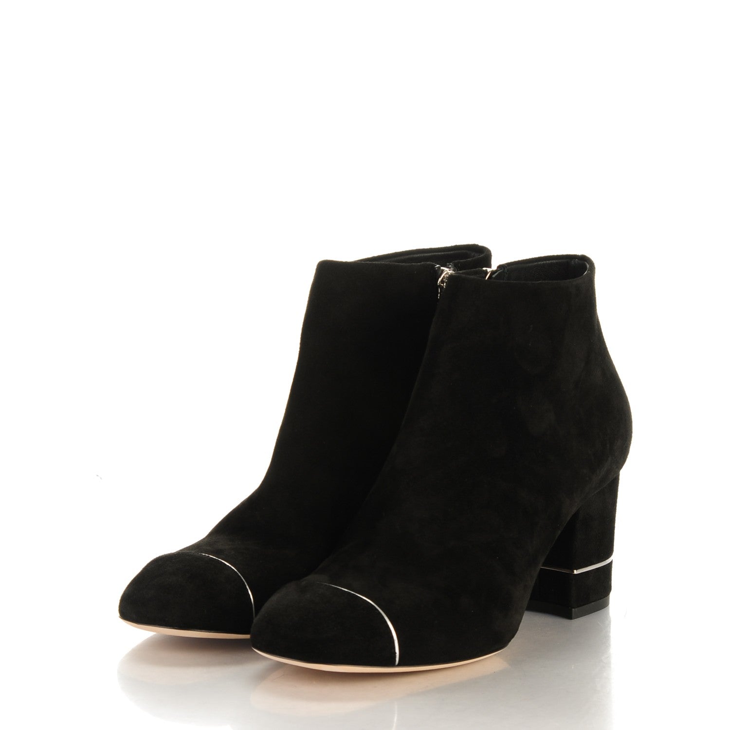 Chanel Suede Calfskin Short Boots 37 Black 3 of 9