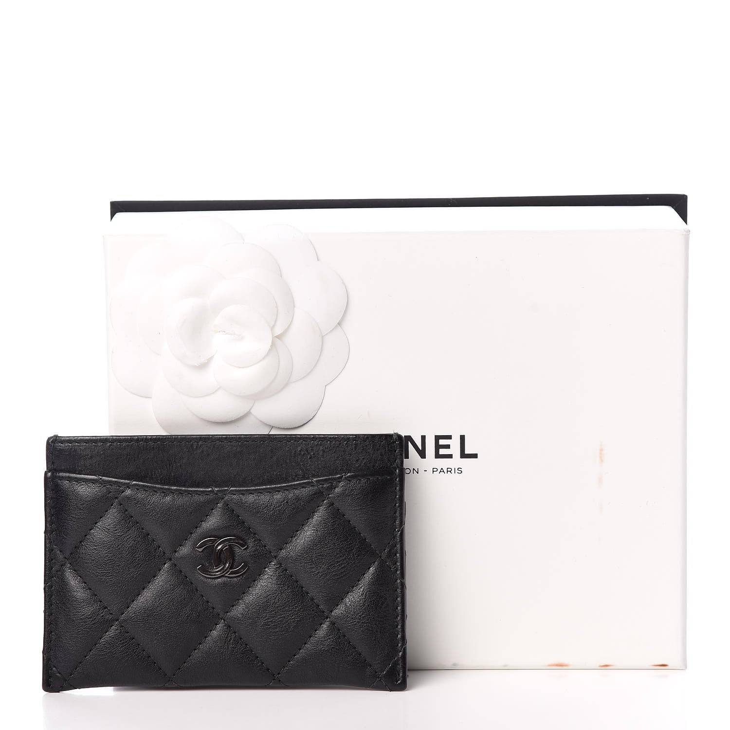Chanel Crumpled Calfskin Quilted Card Holder So Black 9 of 9