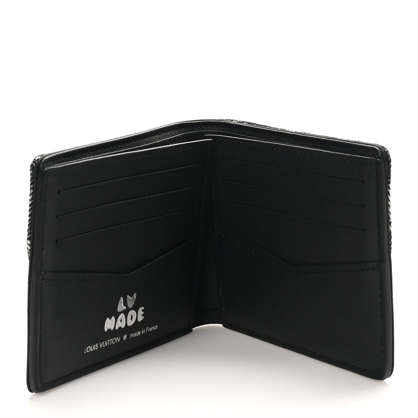 X NIGO Taurillon Monogram Denim Drip Slender Wallet Black