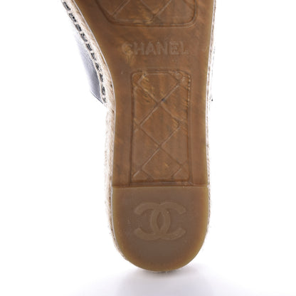 Chanel Goatskin Patent CC Espadrille Mules 37 Black 7 of 9