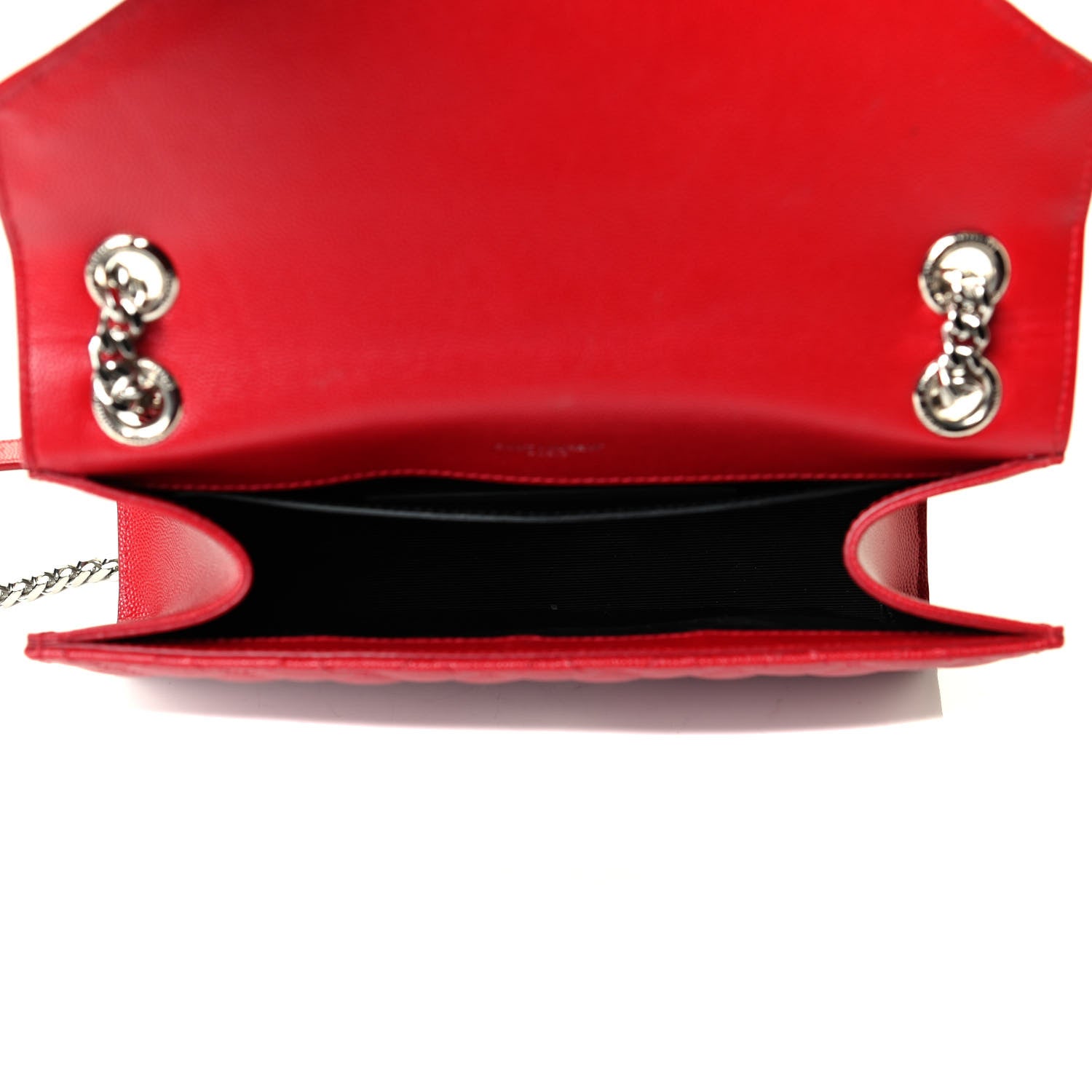 Saint Laurent Grain De Poudre Textured Mixed Matelasse Triquilt Medium Monogram Satchel New Red 4 of 7