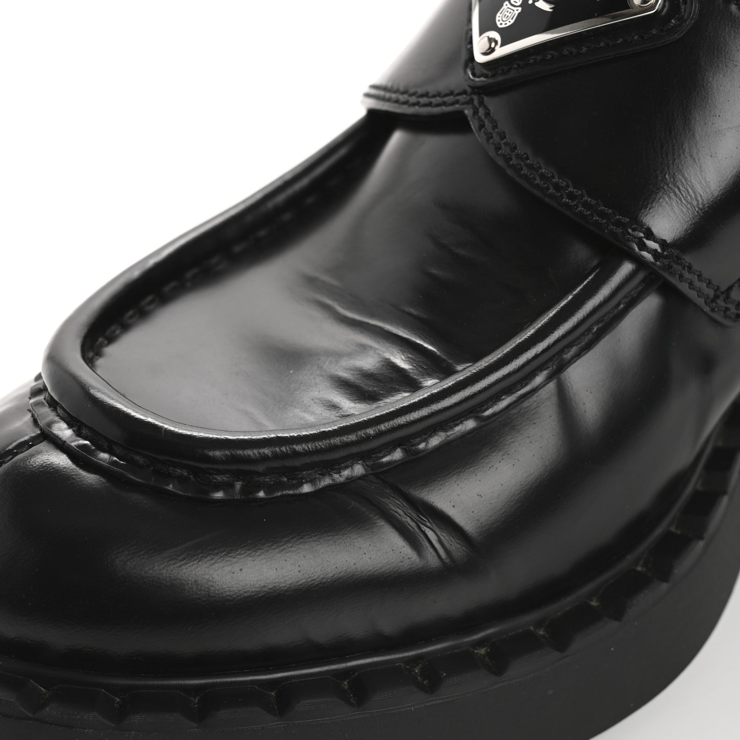 Spazzolato Metal Triangle Logo 50mm Loafers 37 Black