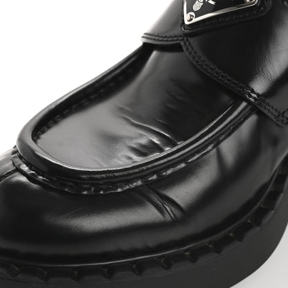 Prada Spazzolato Metal Triangle Logo 50mm Loafers 37 Black 11 of 13