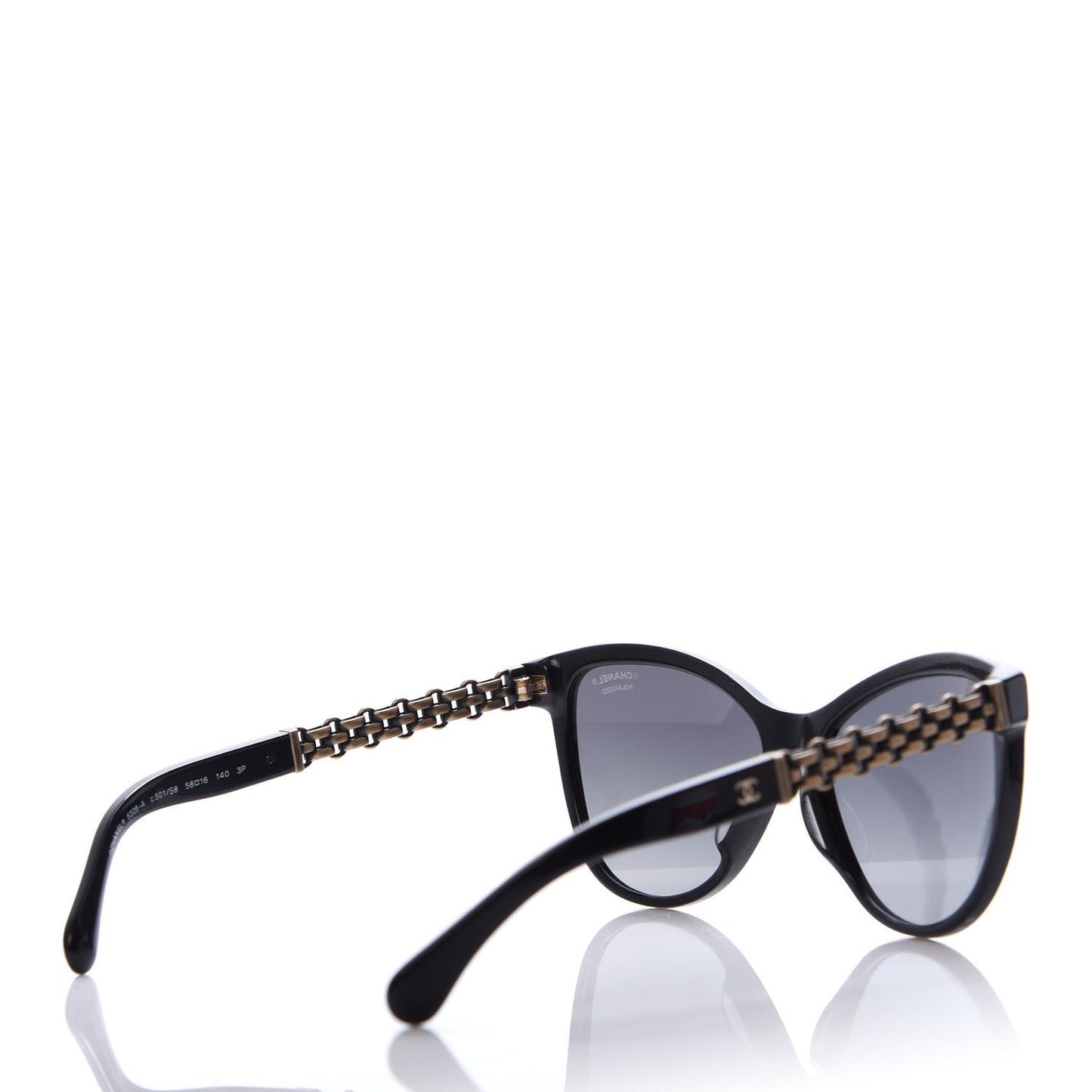 Cat Eye Chain Polarized Sunglasses 5326 Black
