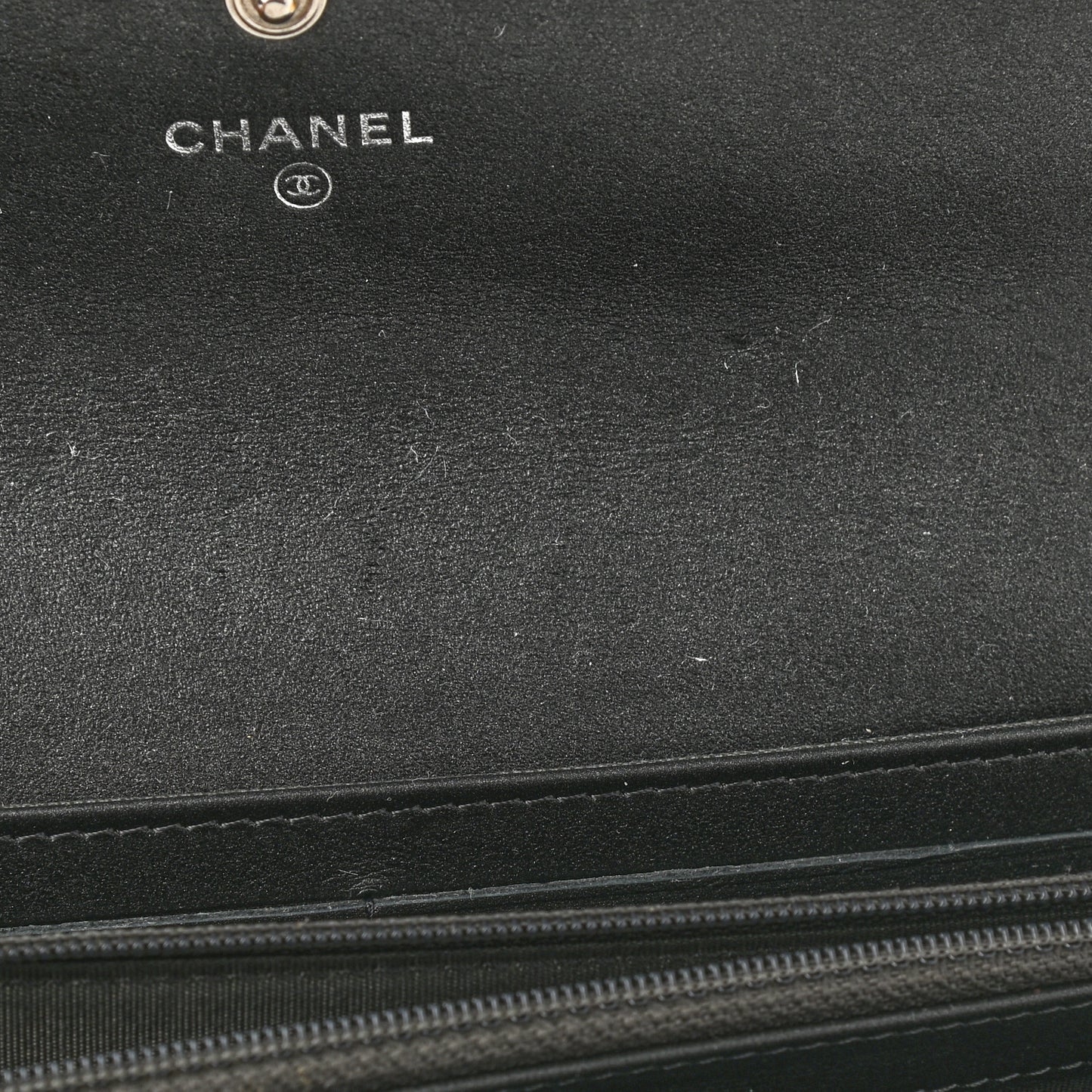 Goatskin Embossed Camellia Large Gusset Flap Wallet Black