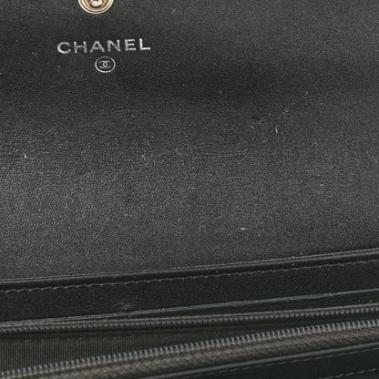Chanel Goatskin Embossed Camellia Large Gusset Flap Wallet Black 9 of 9