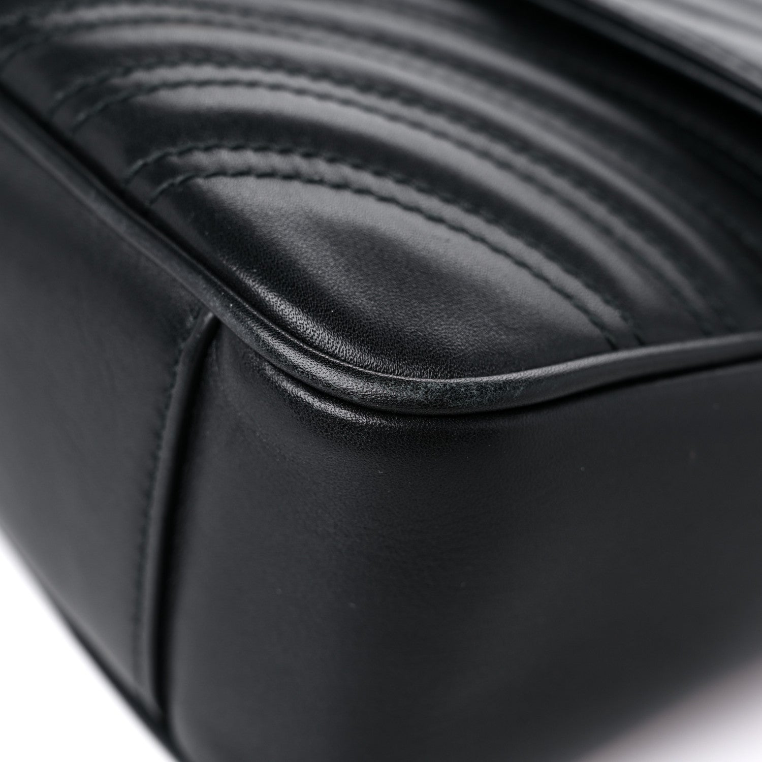 Gucci Calfskin Matelasse Small GG Marmont Shoulder Bag Black 9 of 14