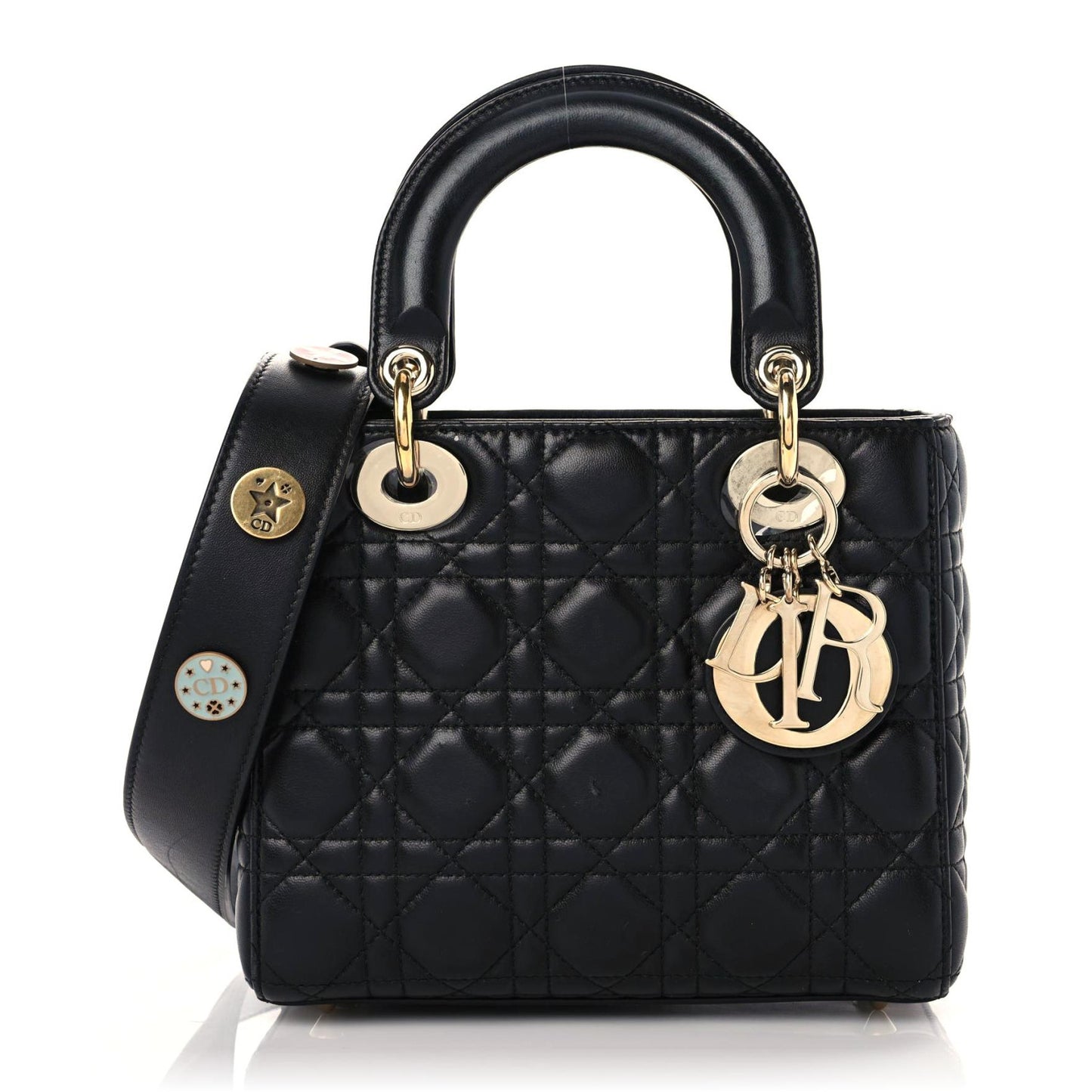Lambskin Cannage Small Lucky Badges My Lady Dior Black