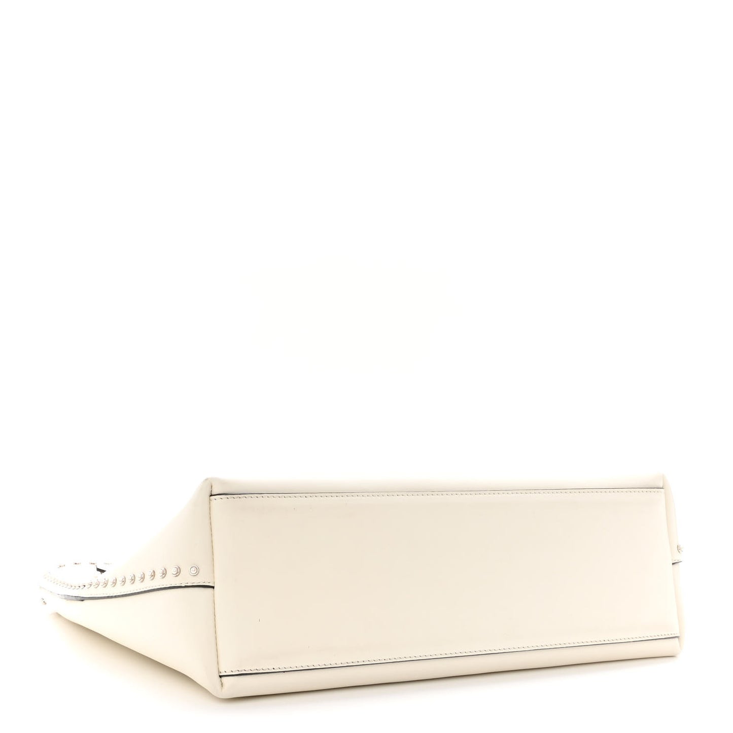 Smooth Calfskin Studded Pearl Tote White