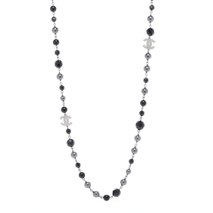 Chanel Ruthenium Pearl Beaded CC Long Necklace Black 1 of 3