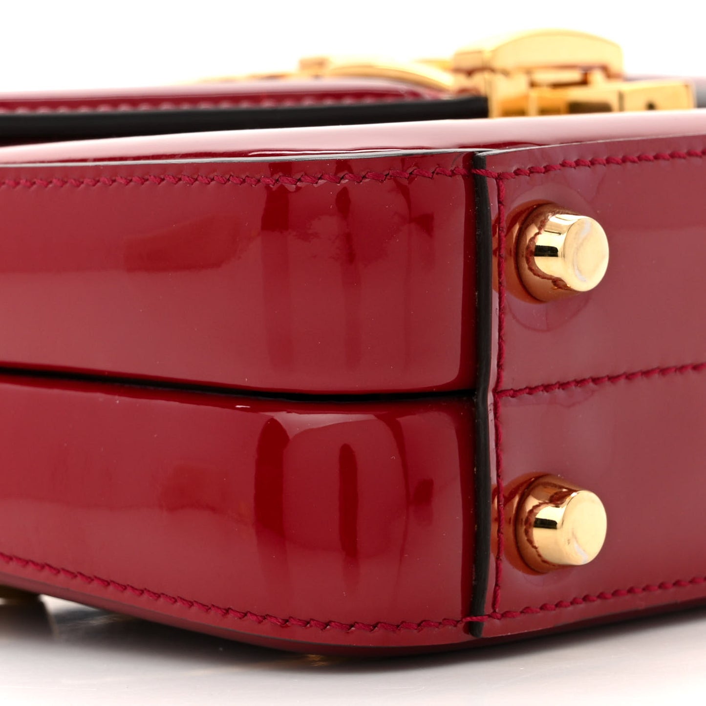 Mousse Top Patent Mini Sylvie 1969 Top Handle Bag New Cherry Red