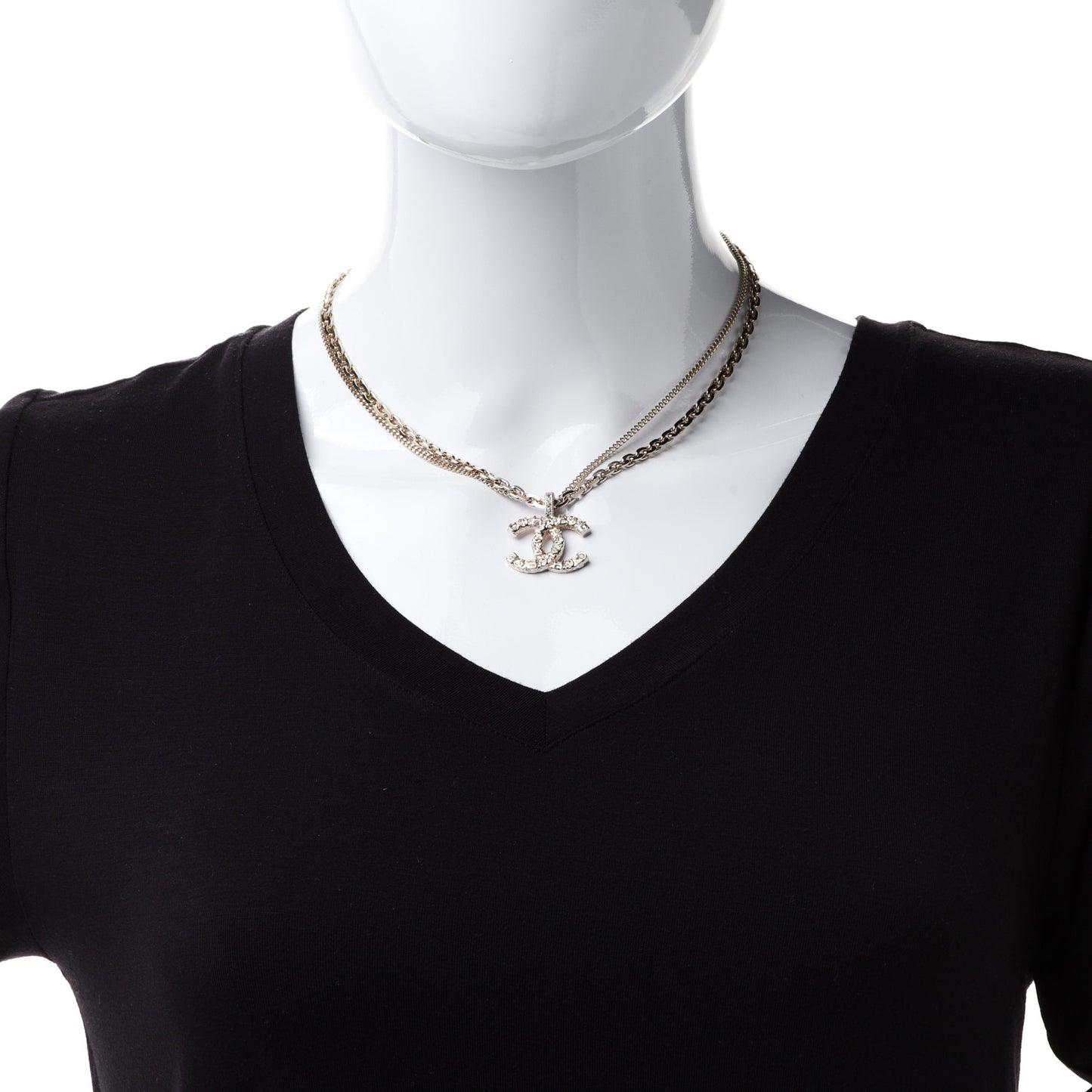 Crystal CC Multi Strand Chain Necklace Gold