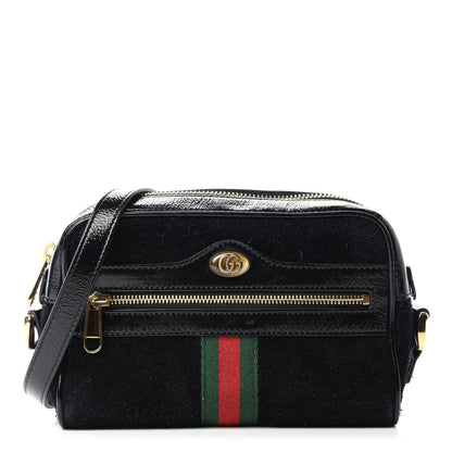 Gucci Suede Patent Web Mini Ophidia Shoulder Bag Black 1 of 11