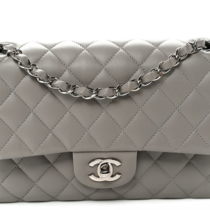 Chanel Lambskin Quilted Medium Double Flap Grey 8 of 10