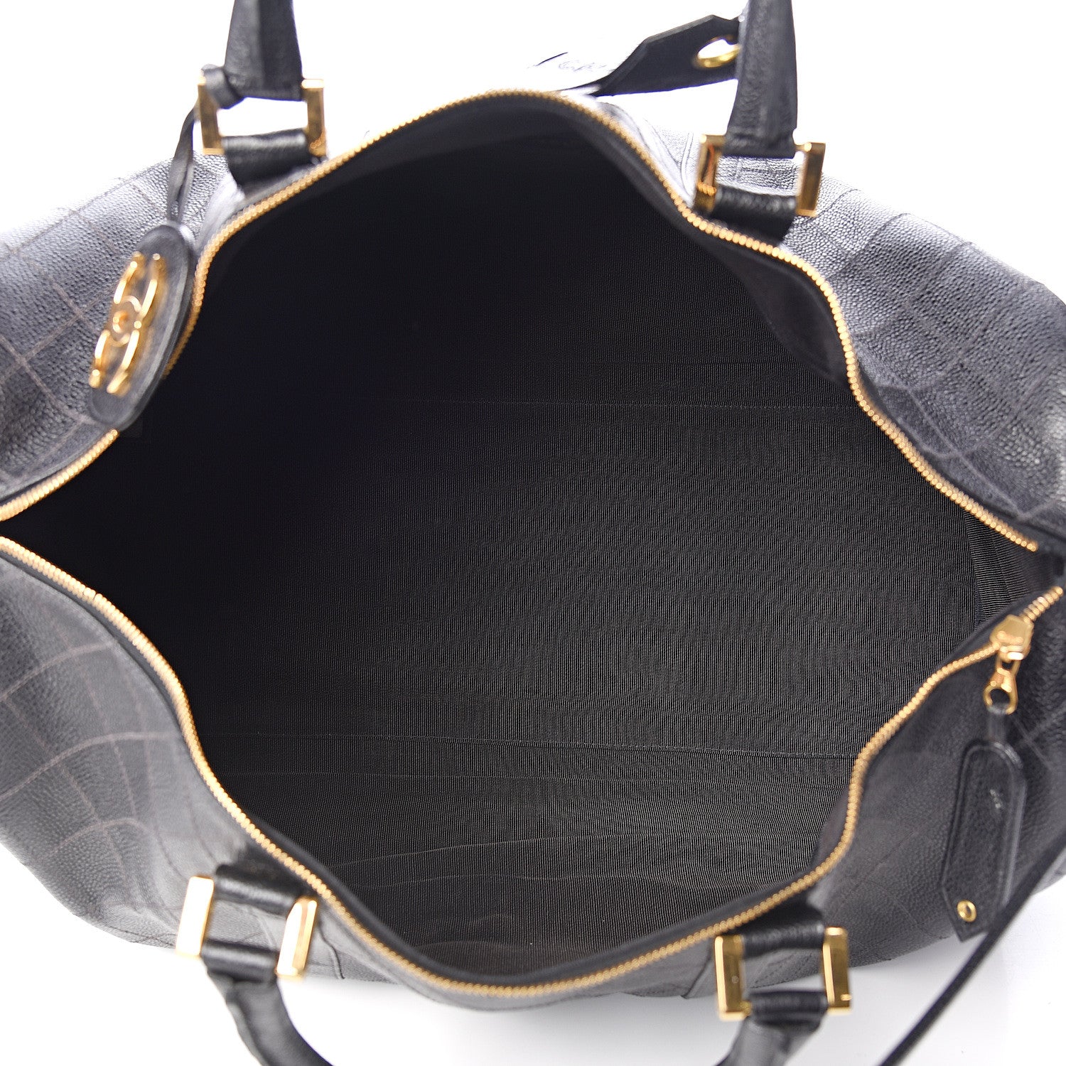 Chanel Calfskin Stitched Duffel Bag Black 4 of 10