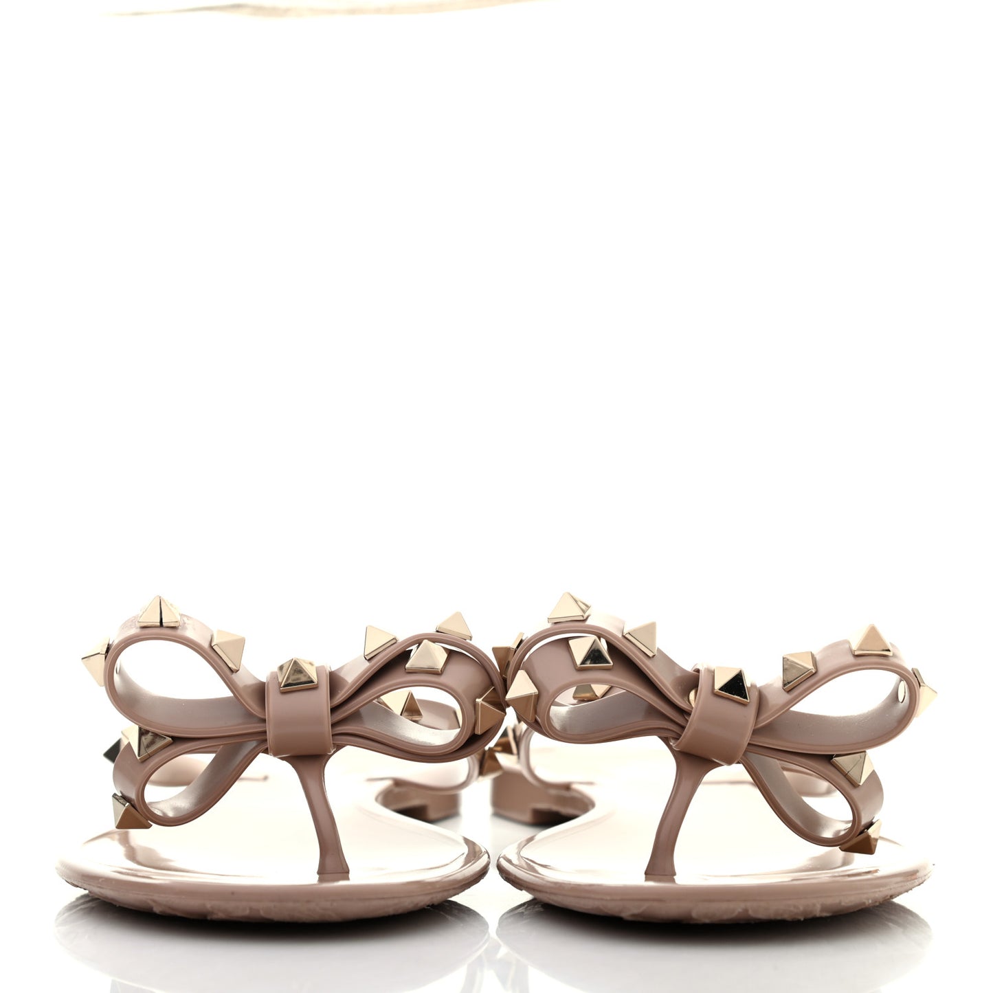 PVC Jelly Rockstud Bow Thong Sandals 37 Poudre