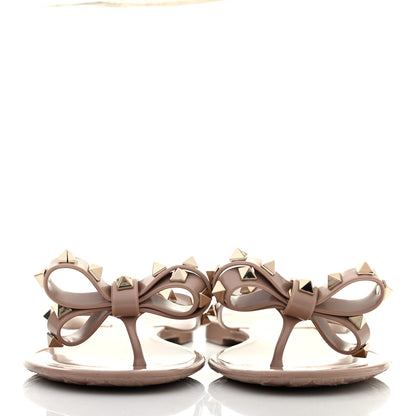 Valentino Garavani PVC Jelly Rockstud Bow Thong Sandals 37 Poudre 2 of 7