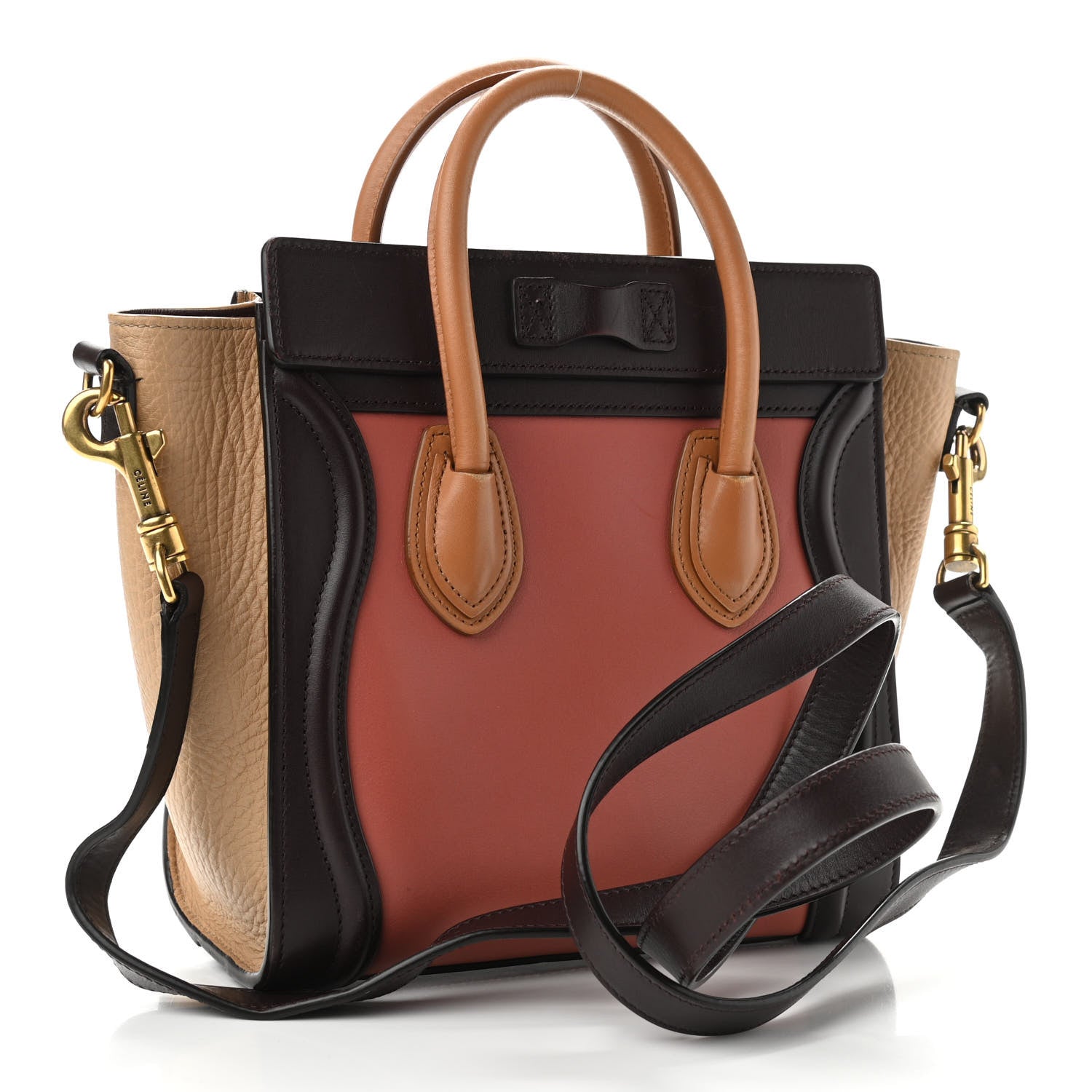 Celine Smooth Calfskin Bullhide Nano Tri-Color Luggage Terracotta 3 of 19