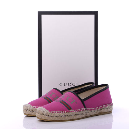 Gucci Canvas Logo Espadrilles 38 Cyclamen Rose Black 9 of 9