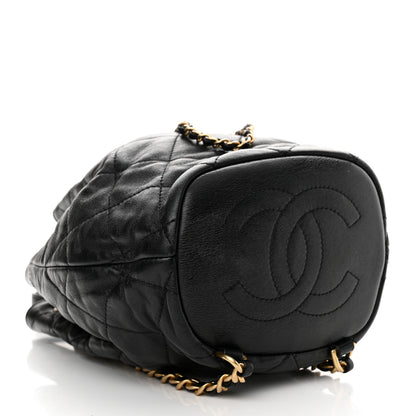Chanel Calfskin Quilted CC Chain Bucket Backpack Black 4 of 12